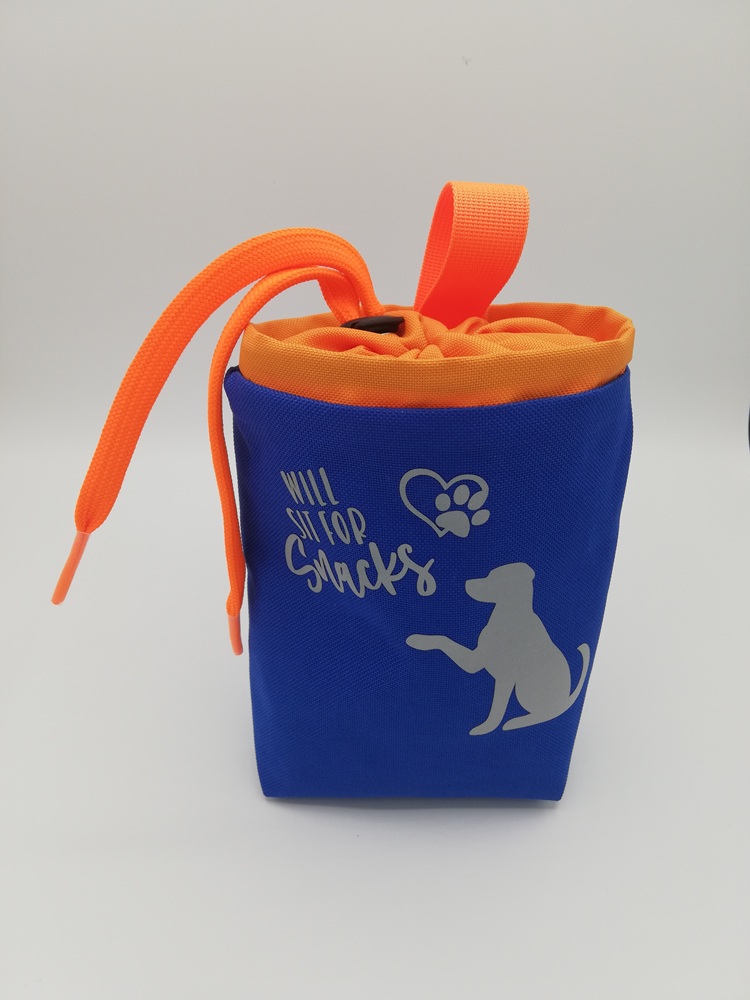 Futterbeutel "Will Seat For Snacks" blau/orange