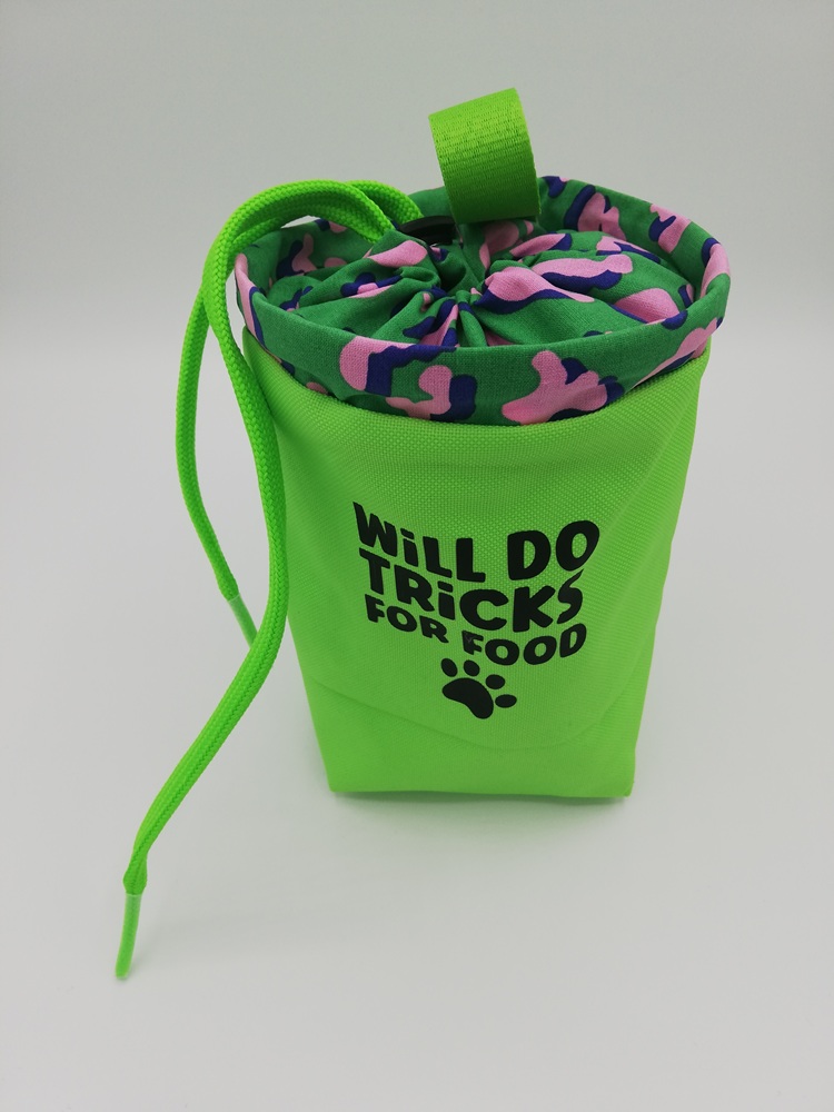 Futterbeutel "Will Do Tricks For Food" neongrün