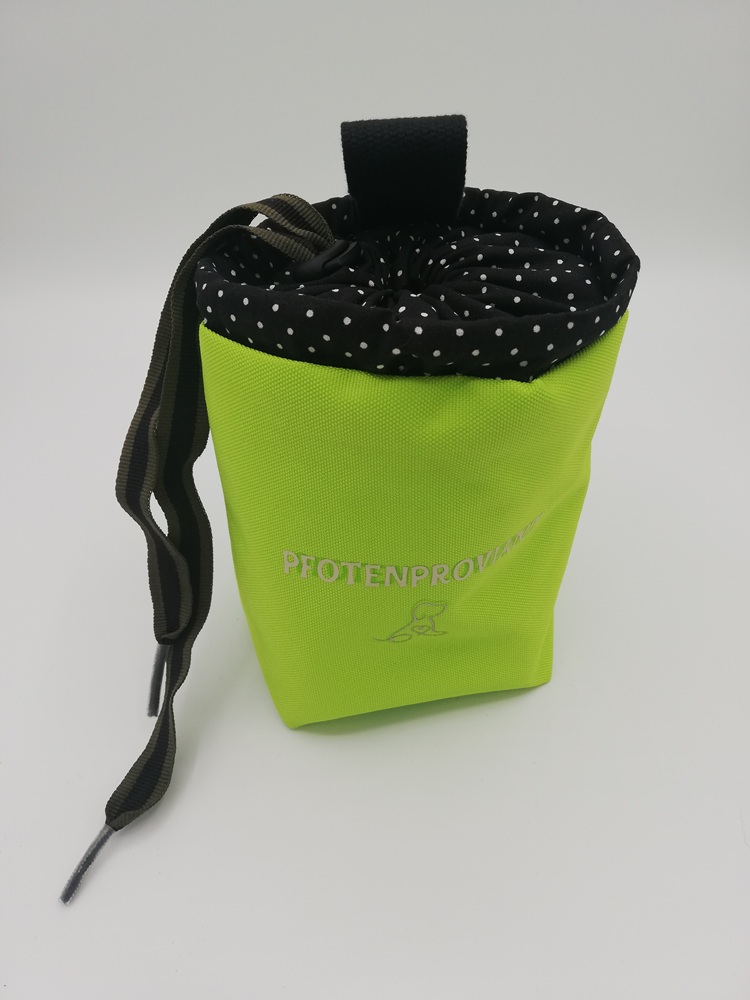 Futterbeutel "Pfotenproviant" neongrün/schwarz