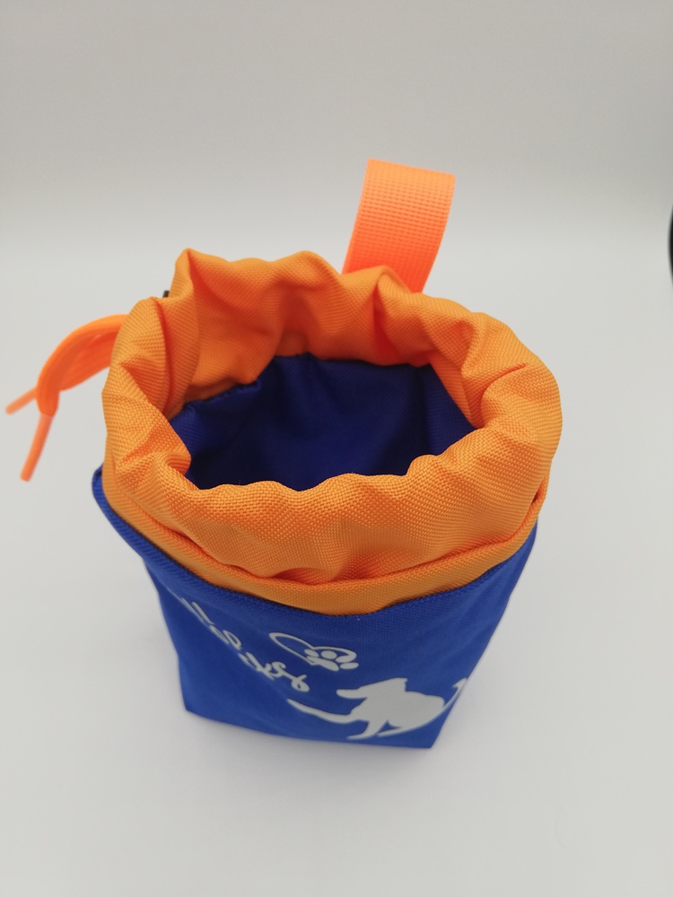 Futterbeutel "Will Seat For Snacks" blau/orange – Bild 2