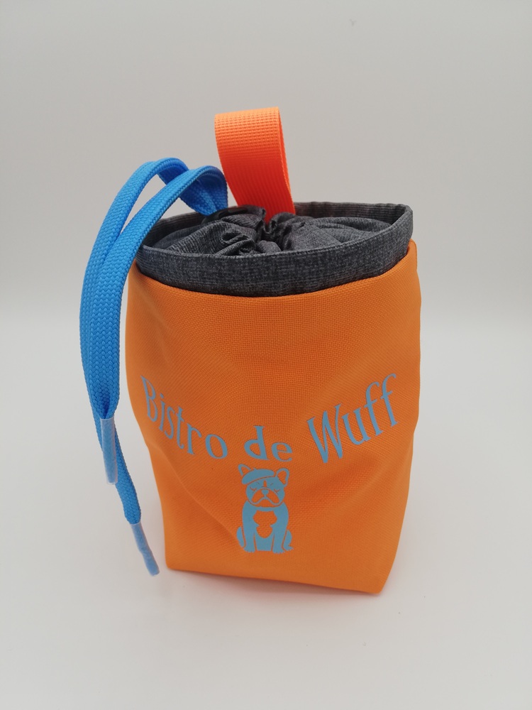 Futterbeutel "Bulldog" orange/grau/blau