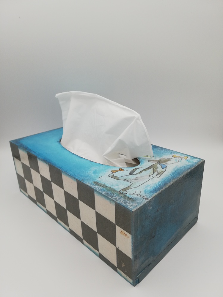 Tissuebox "Dog" blau