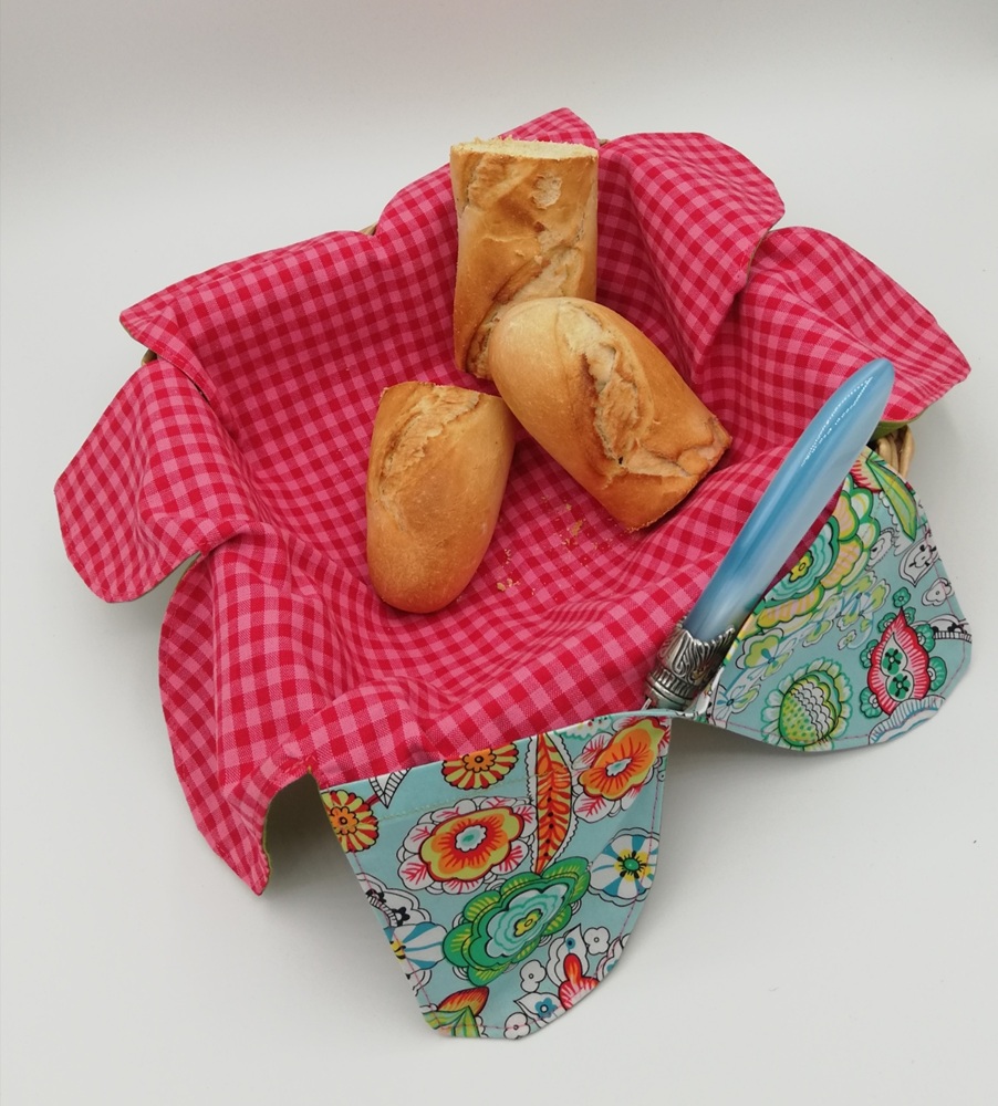 Brotkorbdeckchen "Karo" rot/grün